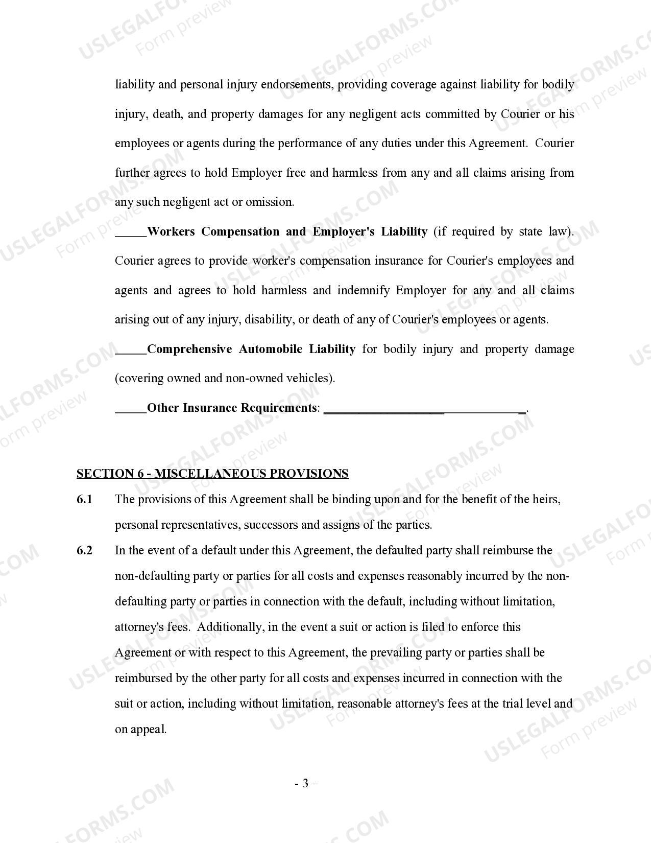 Courier Service Contract Template For Hvac US Legal Forms
