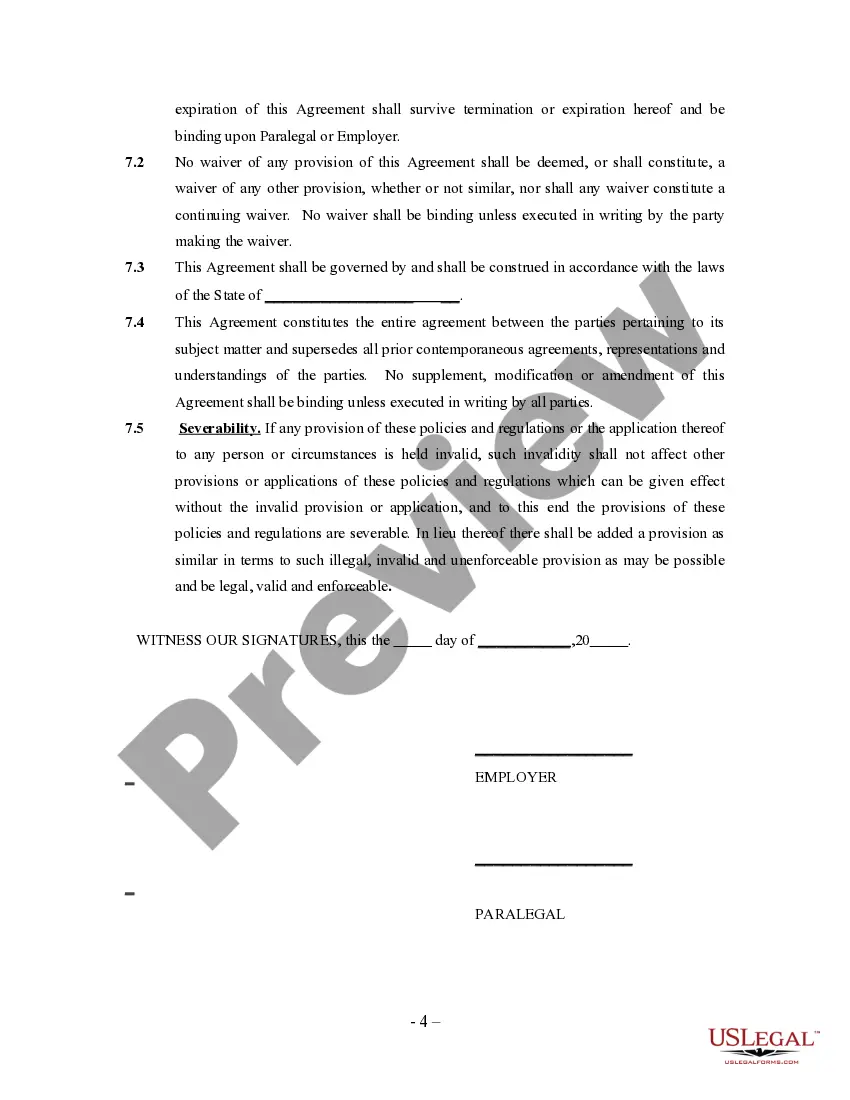 Preview Paralegal Agreement - Self-Employed Independent Contractor