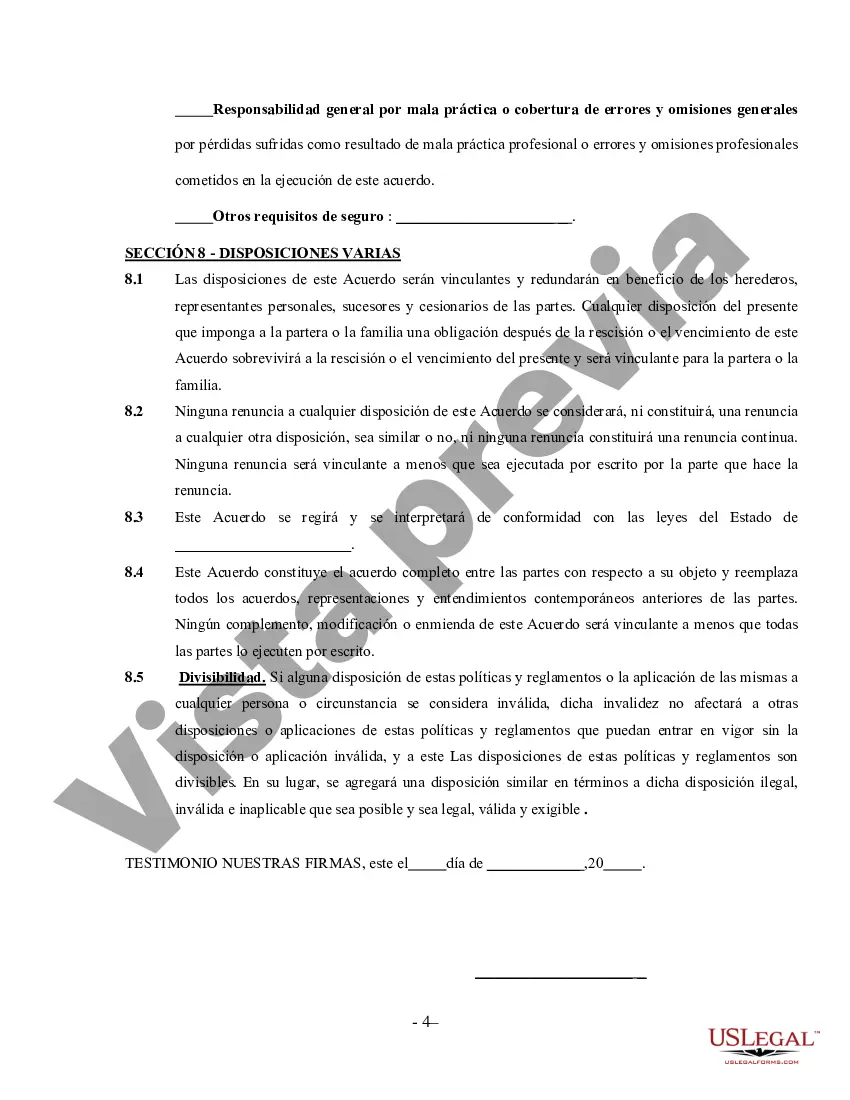 Preview Acuerdo de matrona - Contratista independiente que trabaja por cuenta propia