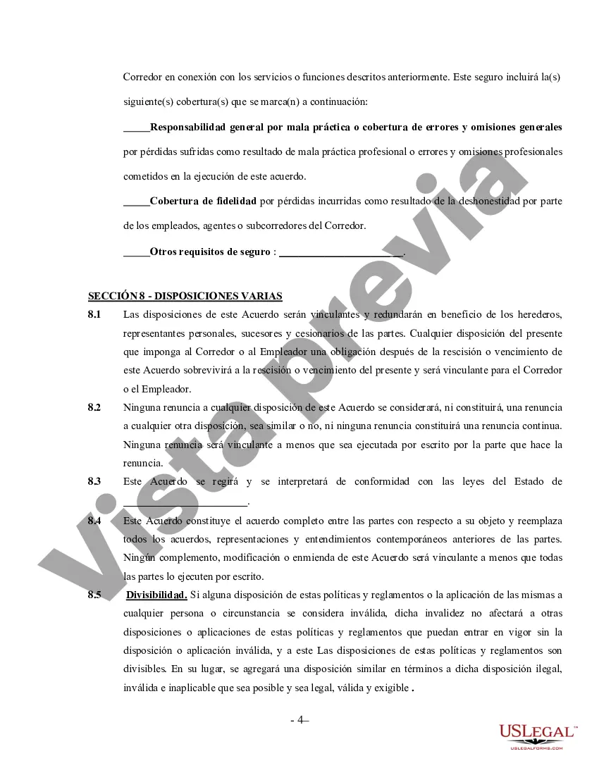 Preview Acuerdo de corredor: contratista independiente que trabaja por cuenta propia