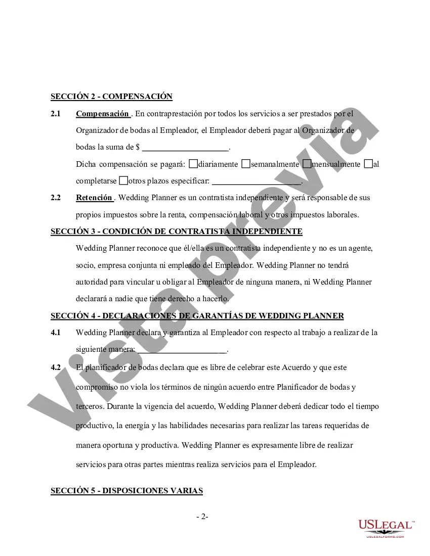 Preview Contrato de Servicios de Wedding Planner o Consultor - Autónomo