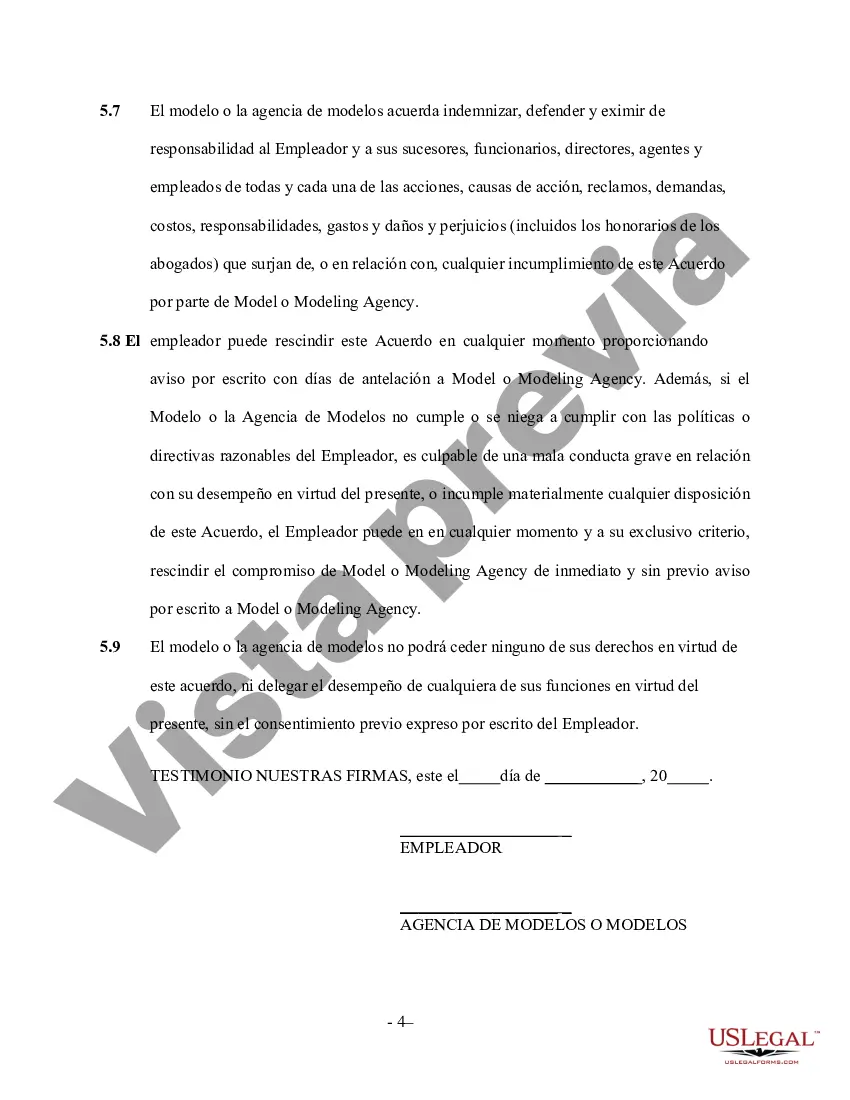 Preview Contrato de servicios de modelaje - Autónomo