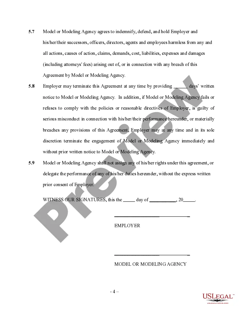 Preview Modeling Services Contract - Self-Employed