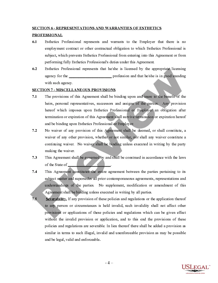 Preview Self-Employed Independent Contractor Esthetics Agreement
