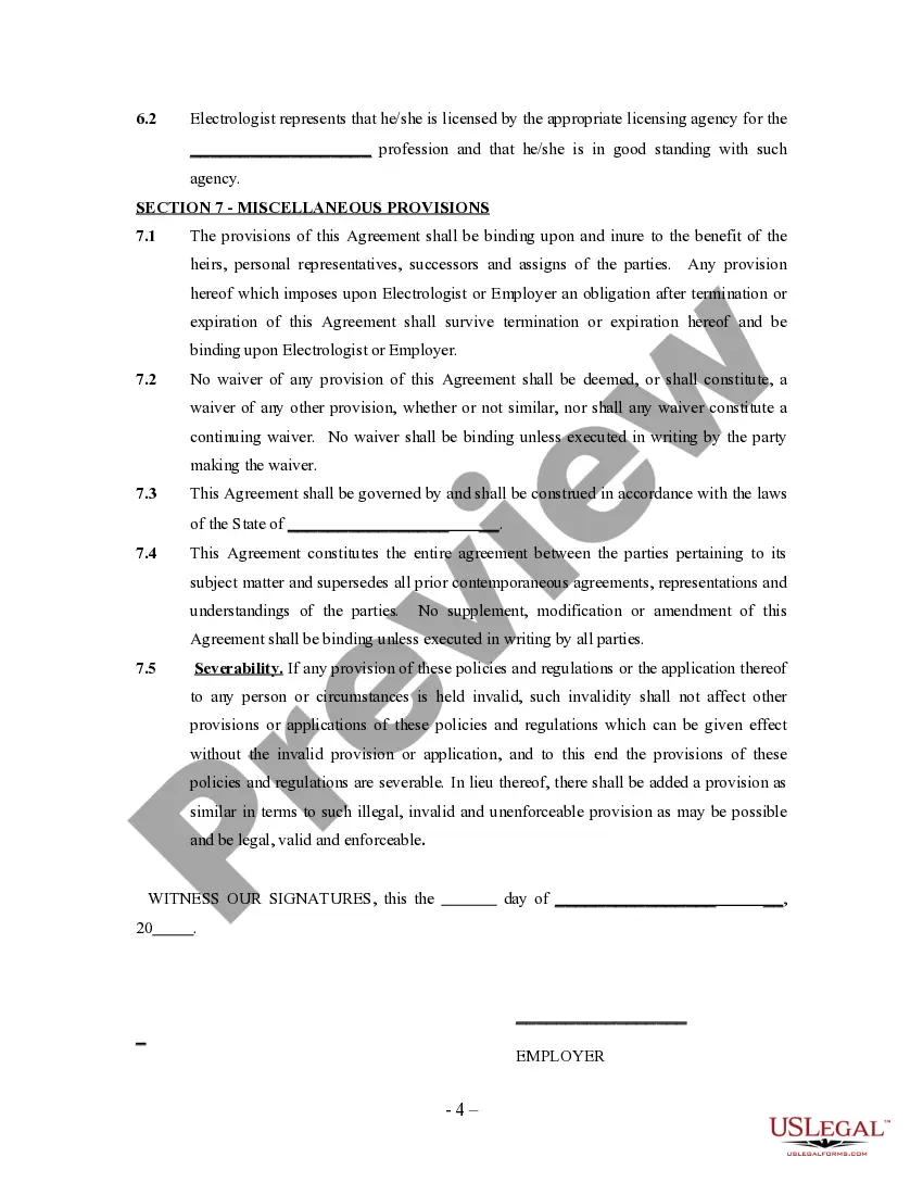Get Electrologist Agreement - Self-Employed Independent Contractor Preview Electrologist Agreement - Self-Employed Independent Contractor