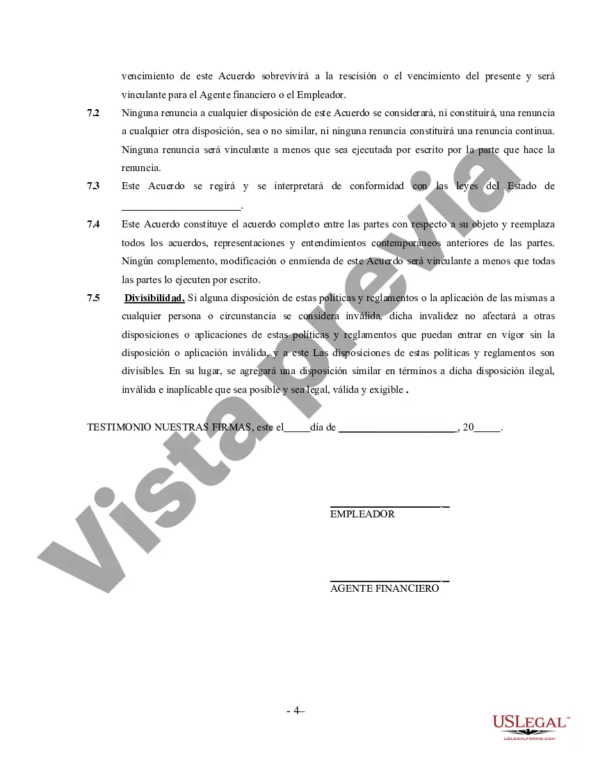 Preview Acuerdo de agente de servicios financieros: contratista independiente que trabaja por cuenta propia