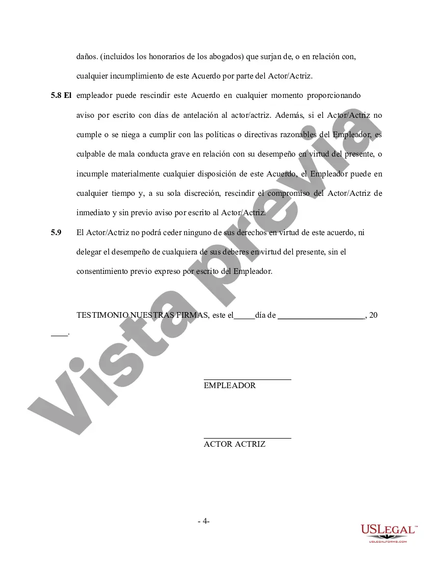 Preview Actor - Actriz Acuerdo Laboral - Trabajador Independiente Contratista Independiente
