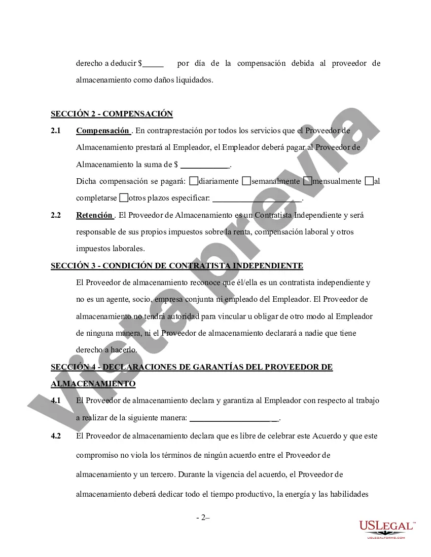 Preview Contrato de Servicios de Almacenaje - Autónomo