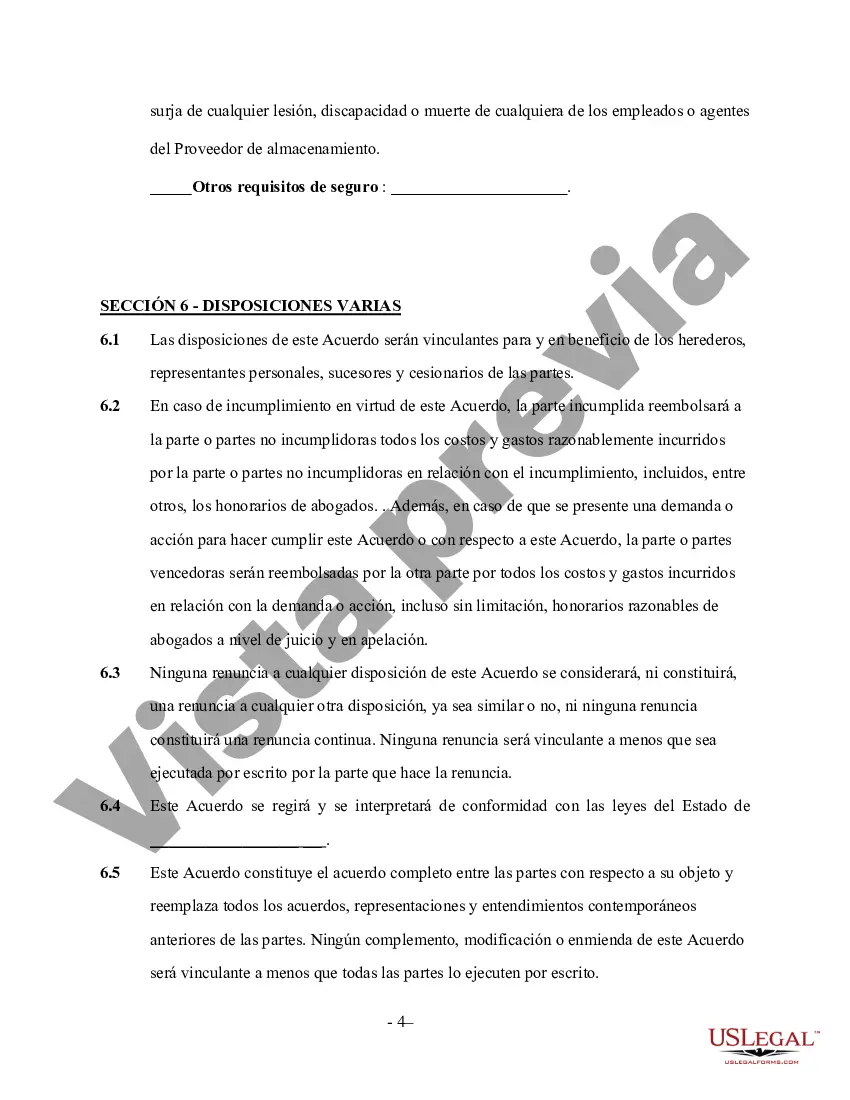 Preview Contrato de Servicios de Almacenaje - Autónomo