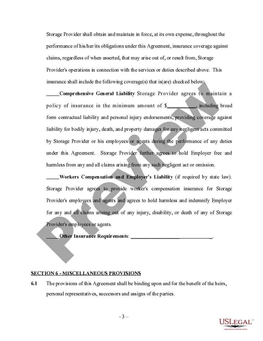 Get Storage Services Contract - Self-Employed Preview Storage Services Contract - Self-Employed