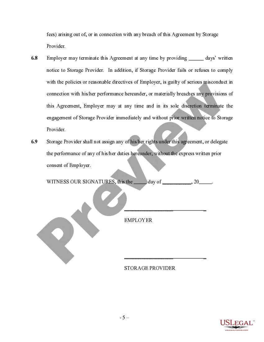Get Storage Services Contract - Self-Employed Preview Storage Services Contract - Self-Employed