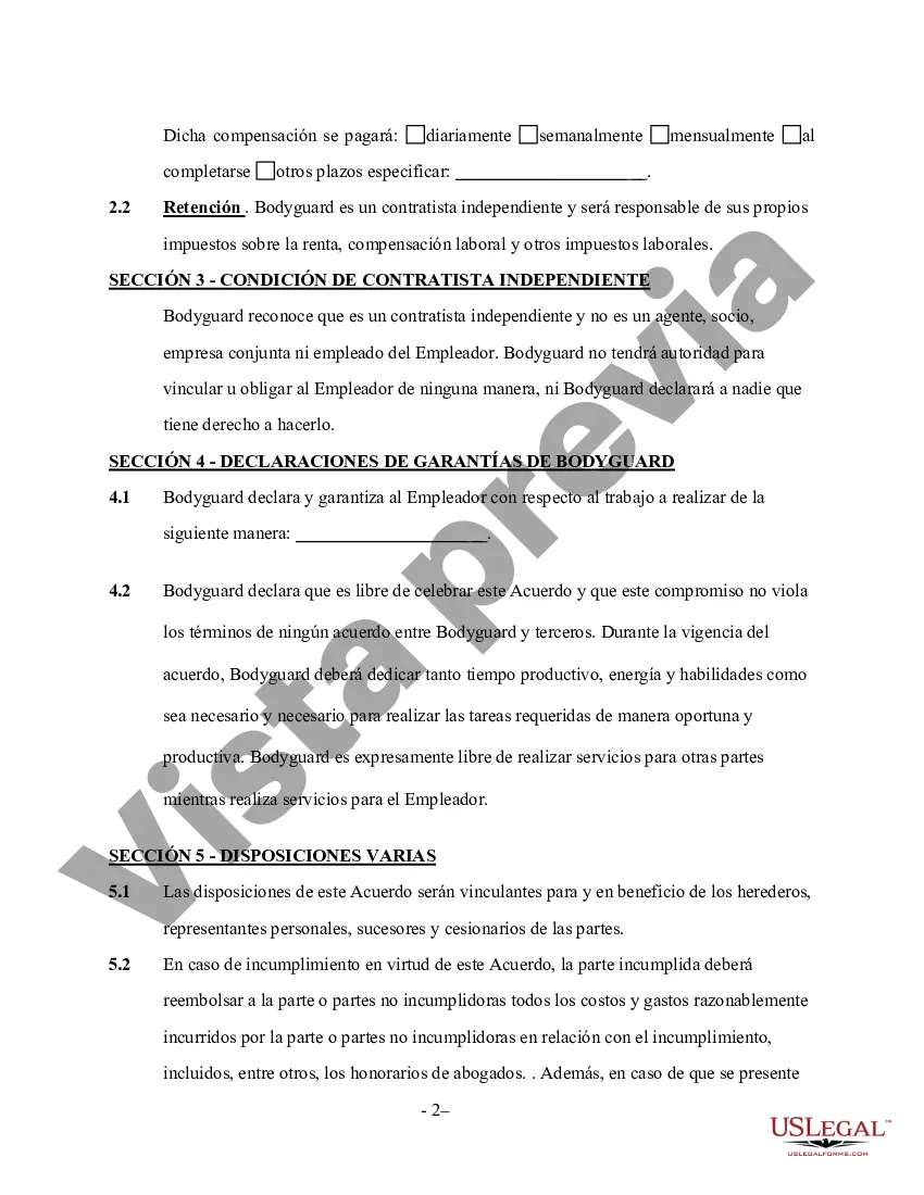 Preview Contrato de Servicios de Guardaespaldas - Autónomo