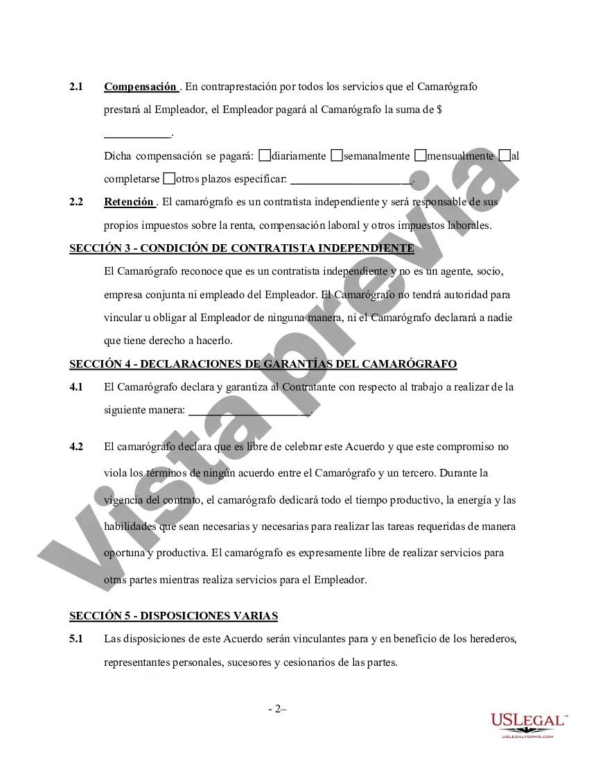 Preview Contrato de Servicios de Camarógrafo - Autónomo