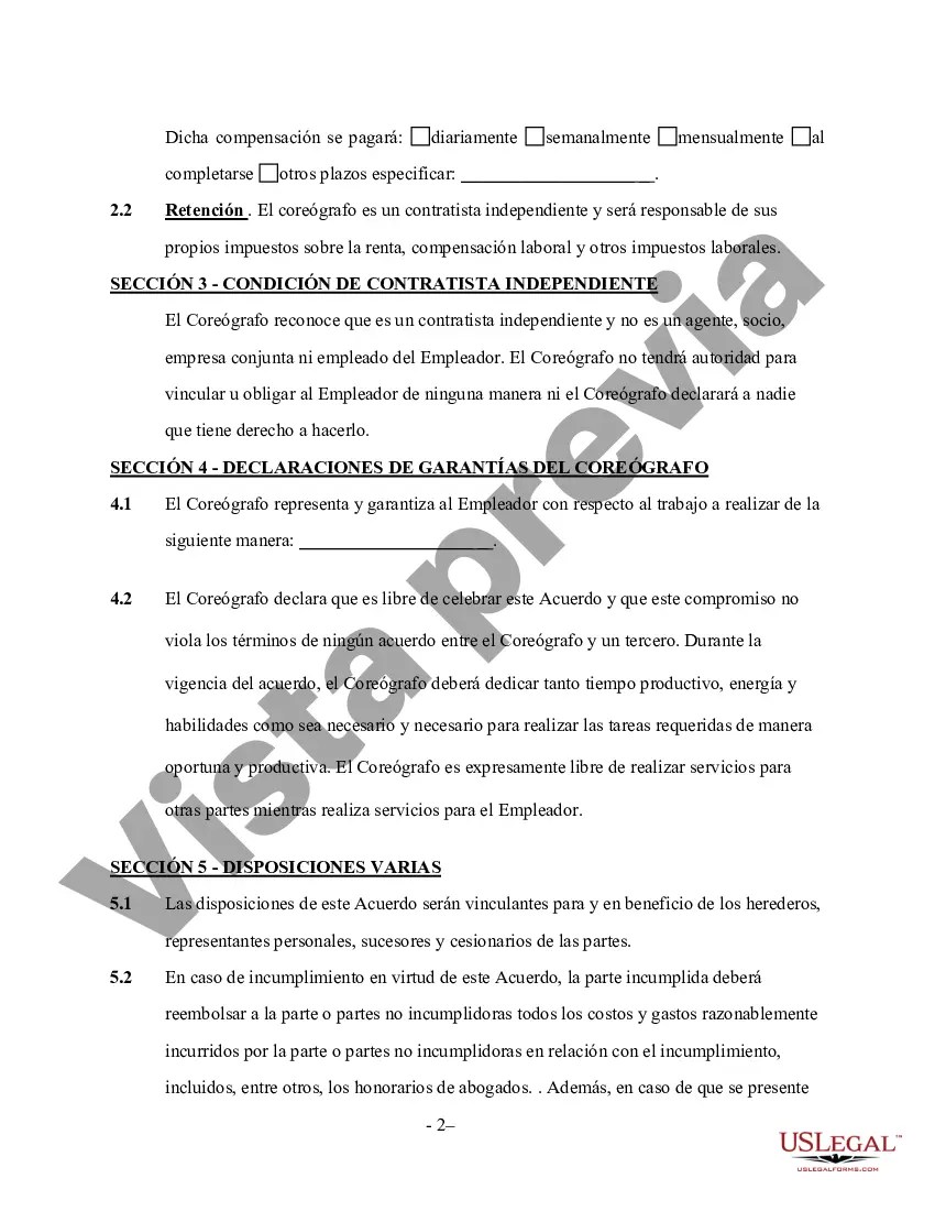 Preview Contrato de Servicios de Coreógrafo - Autónomo