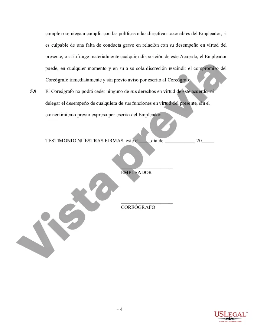 Preview Contrato de Servicios de Coreógrafo - Autónomo