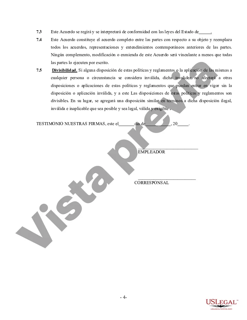 Preview Acuerdo de corresponsalía - Contratista independiente autónomo