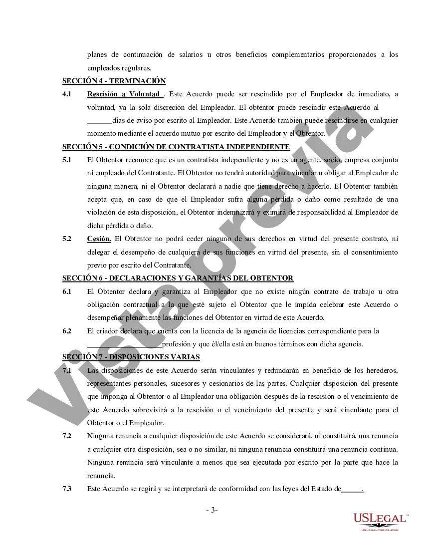 Preview Acuerdo de criador - Contratista independiente que trabaja por cuenta propia