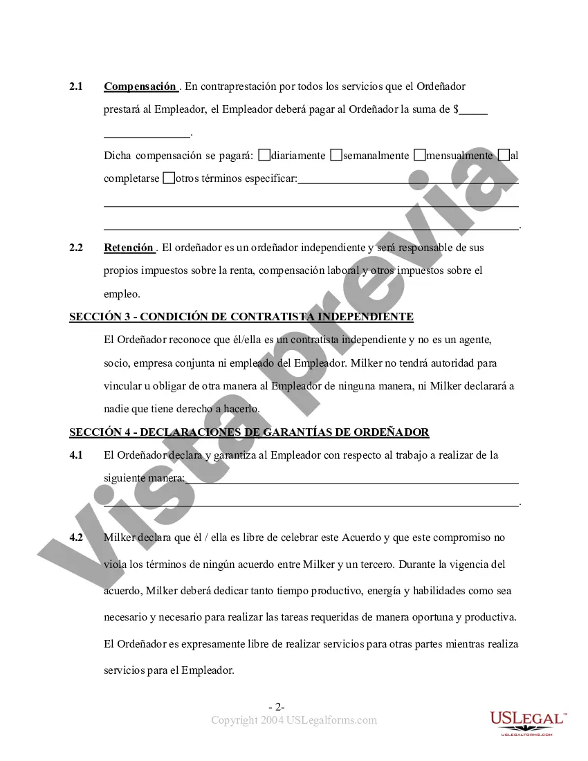 Preview Contrato de Servicios de Ordeñador - Autónomo