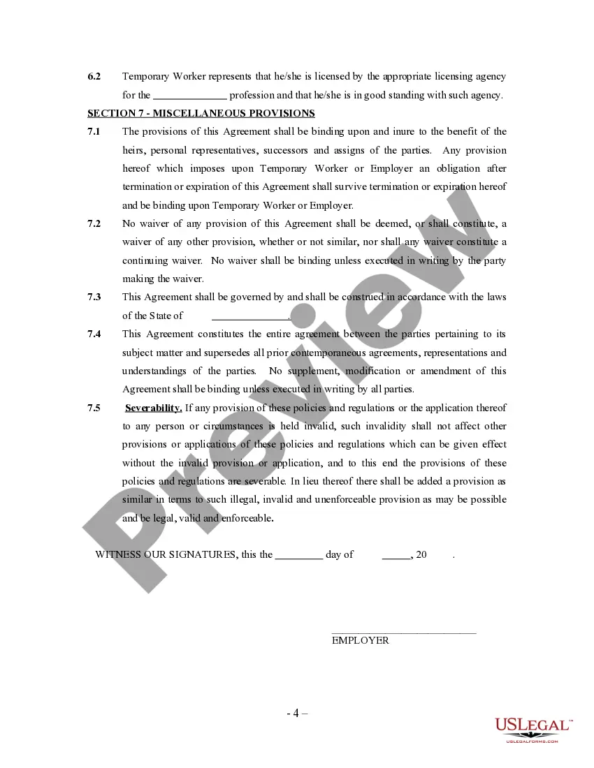 Get Temporary Worker Agreement - Self-Employed Independent Contractor Preview Temporary Worker Agreement - Self-Employed Independent Contractor