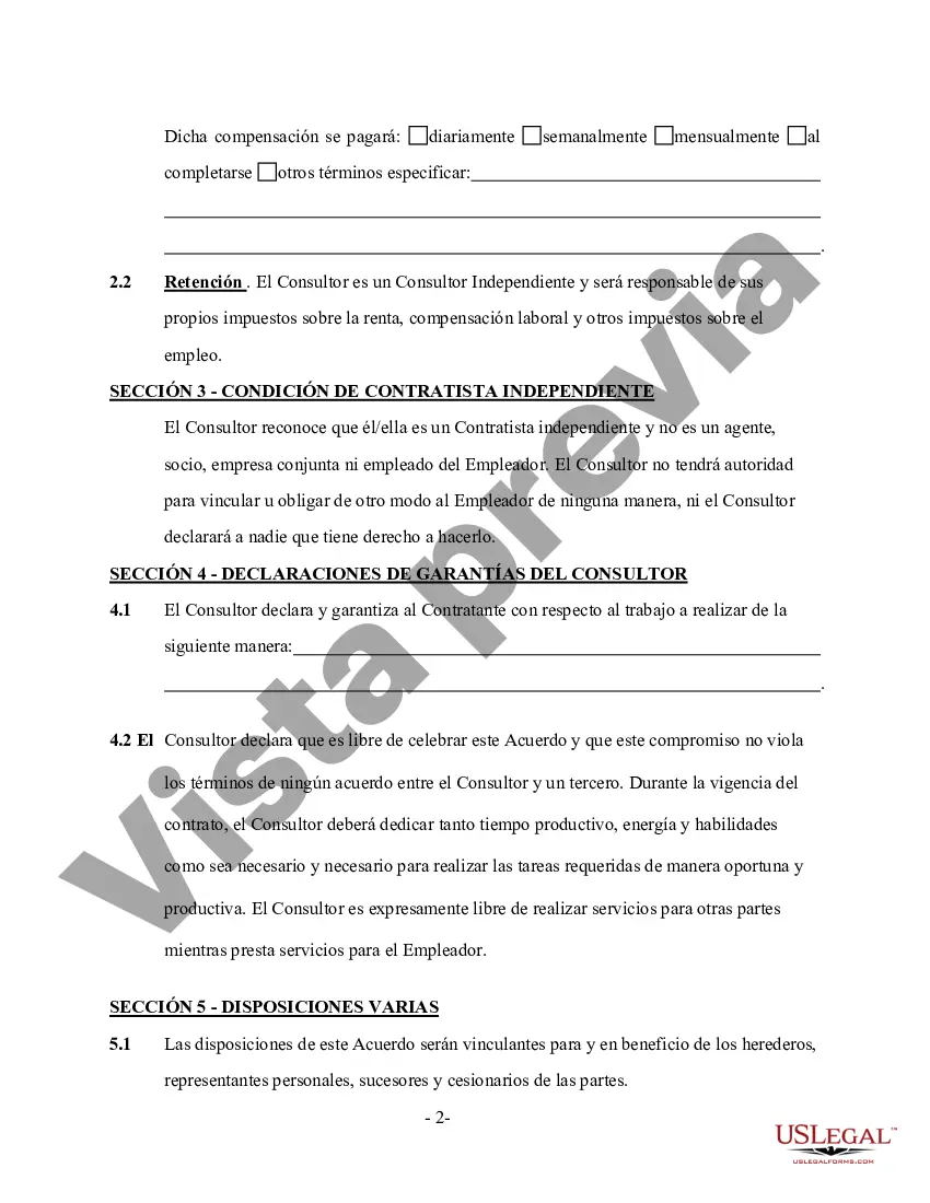 Preview Contrato de servicios de consultora de belleza - Trabajador por cuenta propia