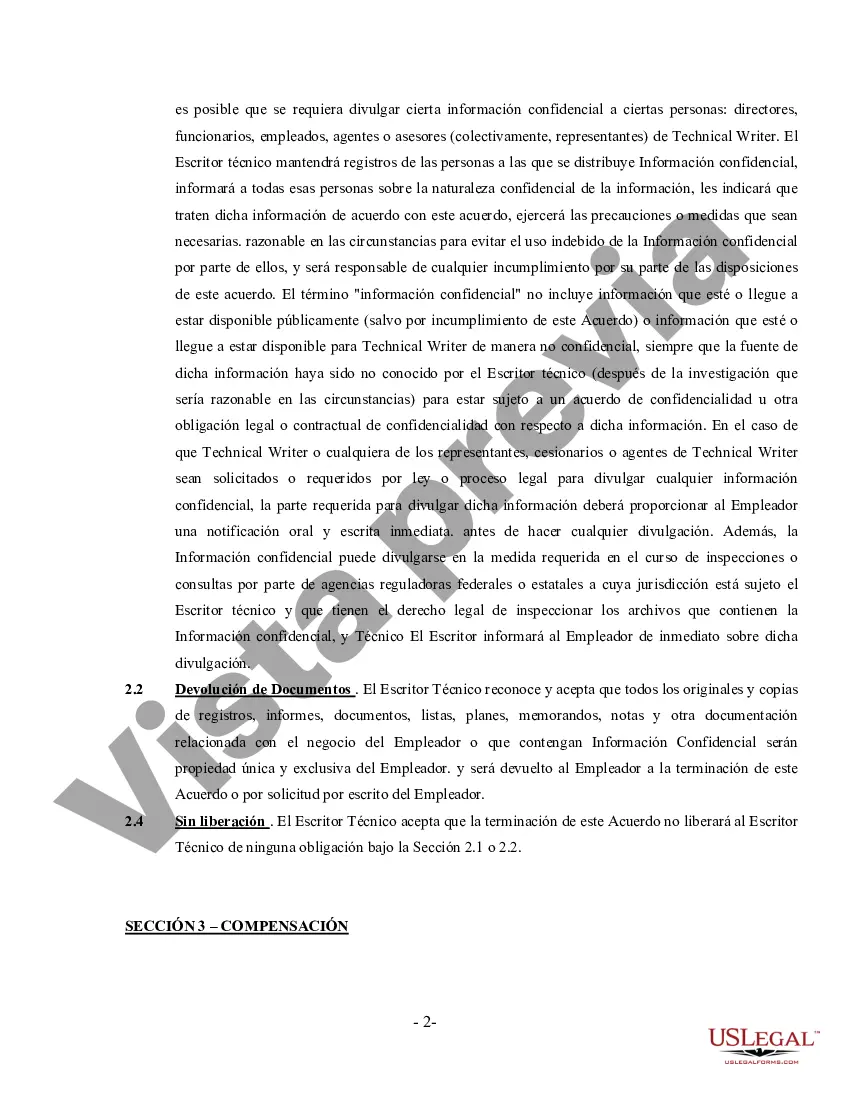 Preview Contrato de escritor técnico: contratista independiente autónomo