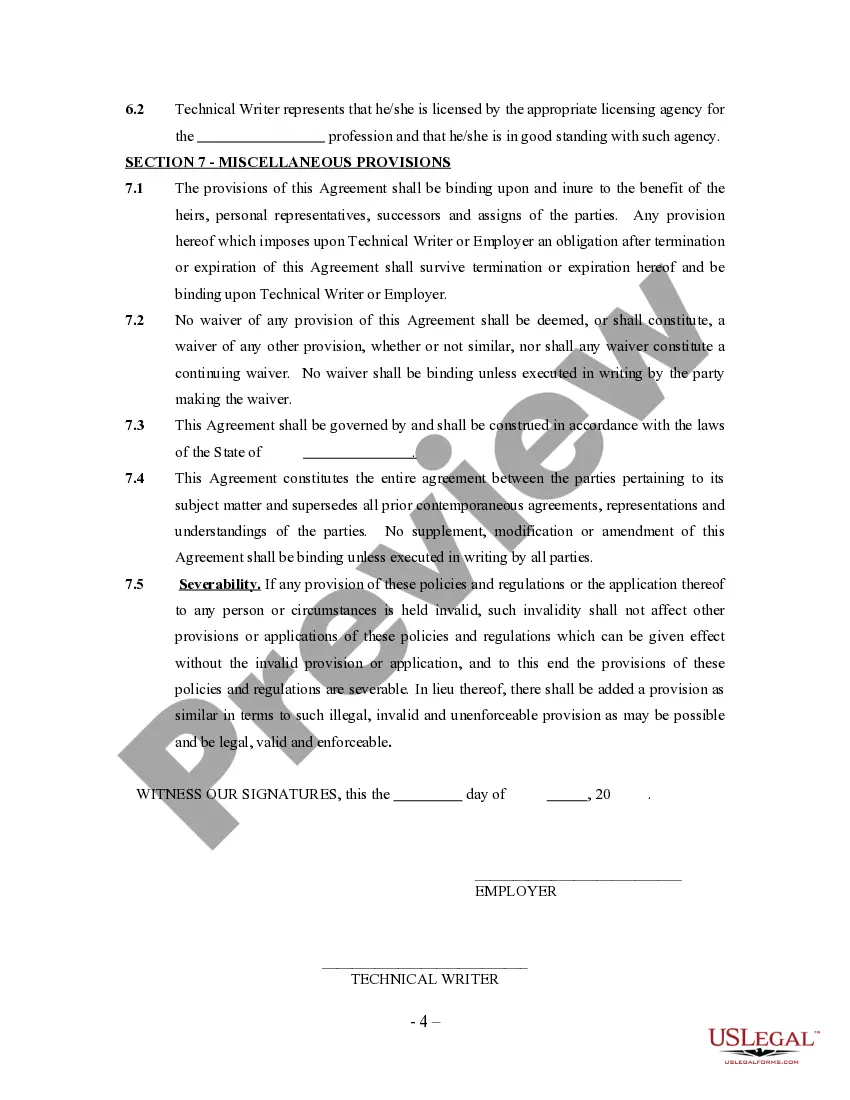 Get Technical Writer Agreement - Self-Employed Independent Contractor Preview Technical Writer Agreement - Self-Employed Independent Contractor