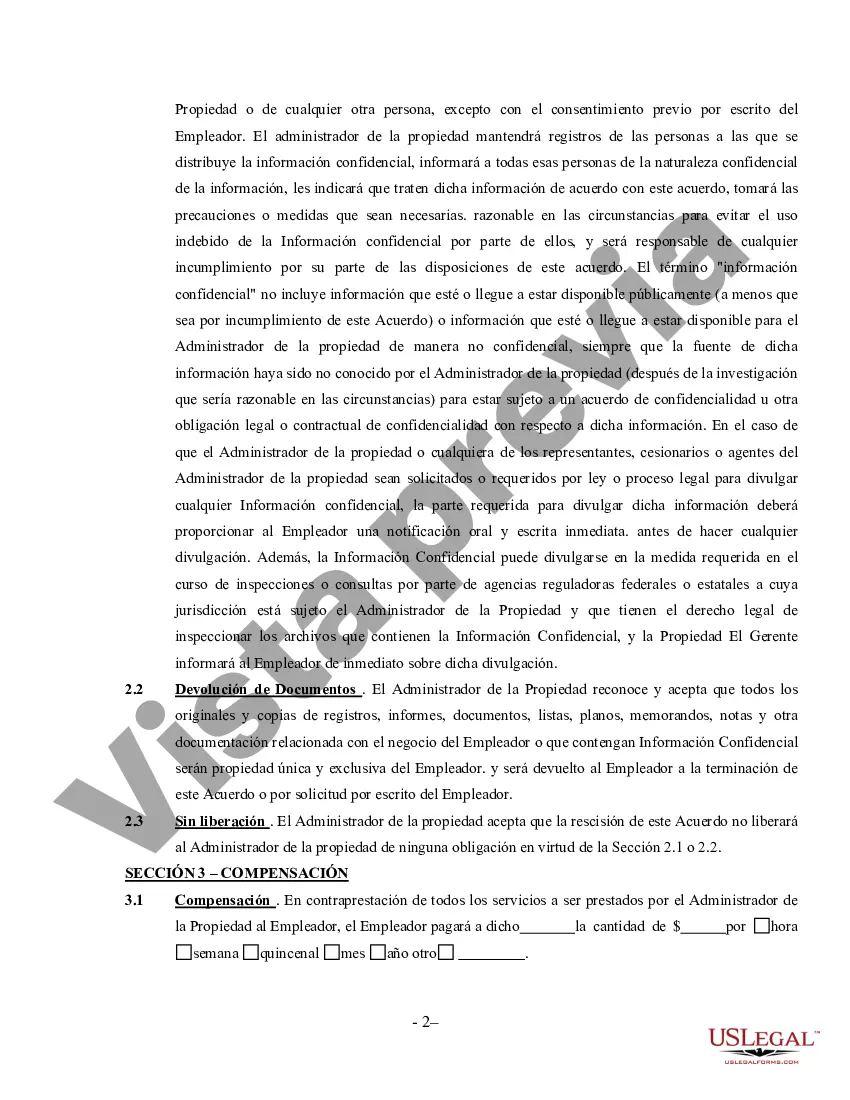 Preview Acuerdo de administrador de la propiedad: contratista independiente que trabaja por cuenta propia