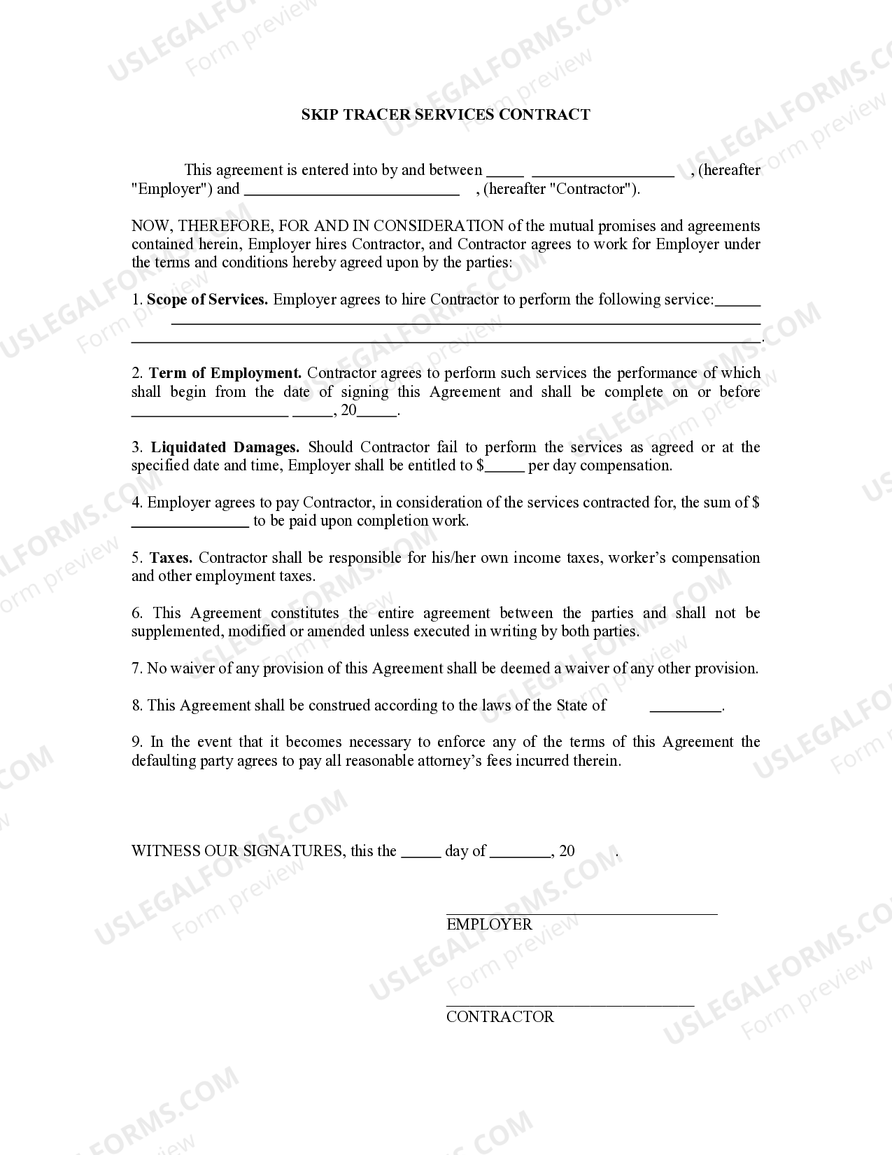 Oklahoma Skip Tracer Services Contract SelfEmployed Skip Tracing