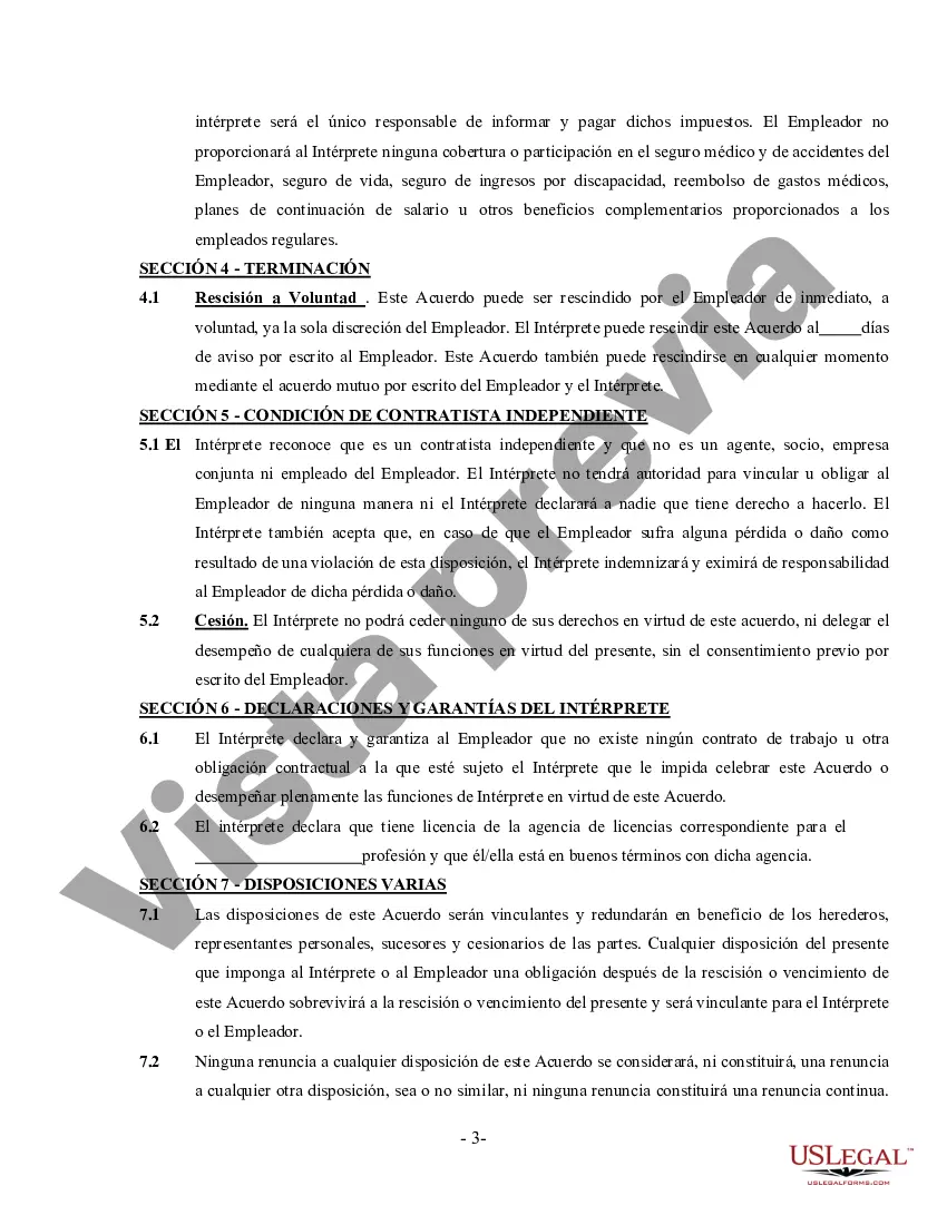 Preview Contrato de Traductor e Intérprete - Contratista independiente autónomo