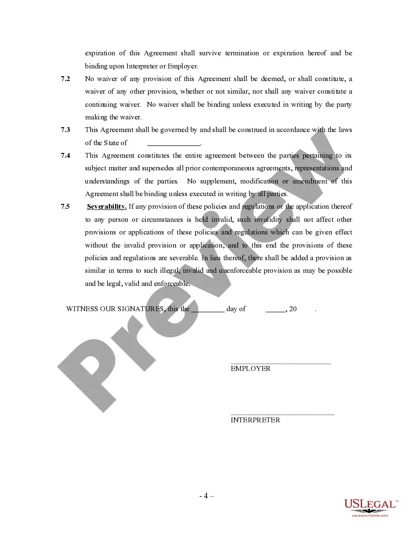 Get Translator And Interpreter Agreement - Self-Employed Independent Contractor Preview Translator And Interpreter Agreement - Self-Employed Independent Contractor