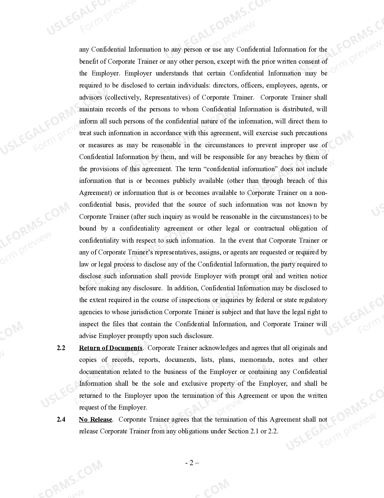 Preview Corporate Trainer or Training Agreement - Self-Employed Independent Contractor