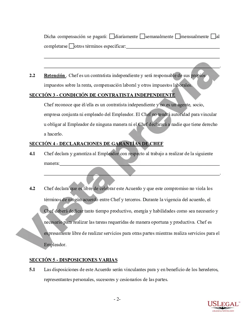 Preview Contrato de Servicios de Chef - Autónomo