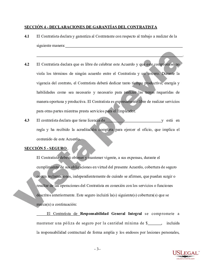 Preview Acuerdo de contratista de instalación de bañeras de hidromasaje - Trabajador por cuenta propia