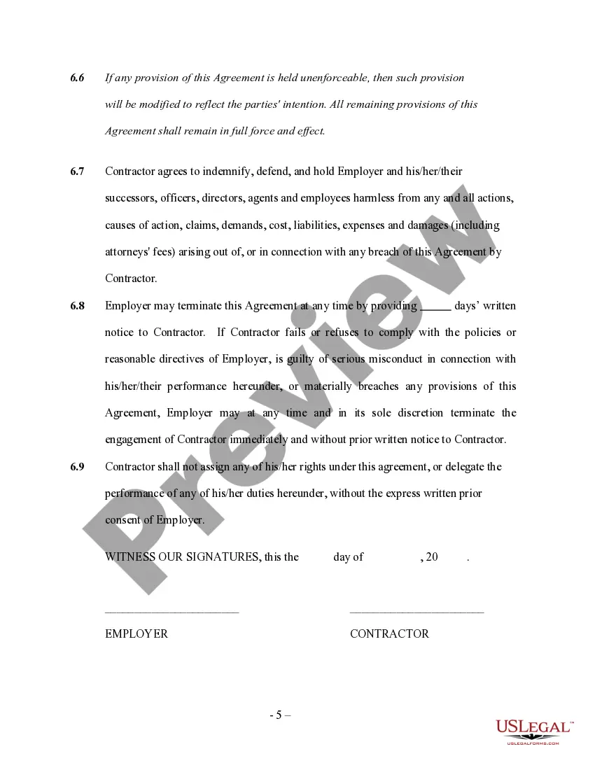 Preview Hot Tub Installation Contractor Agreement - Self-Employed
