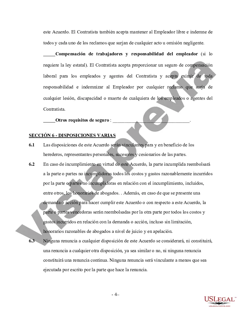 Preview Acuerdo de contratista de instalación de piscina y spa - Trabajador por cuenta propia
