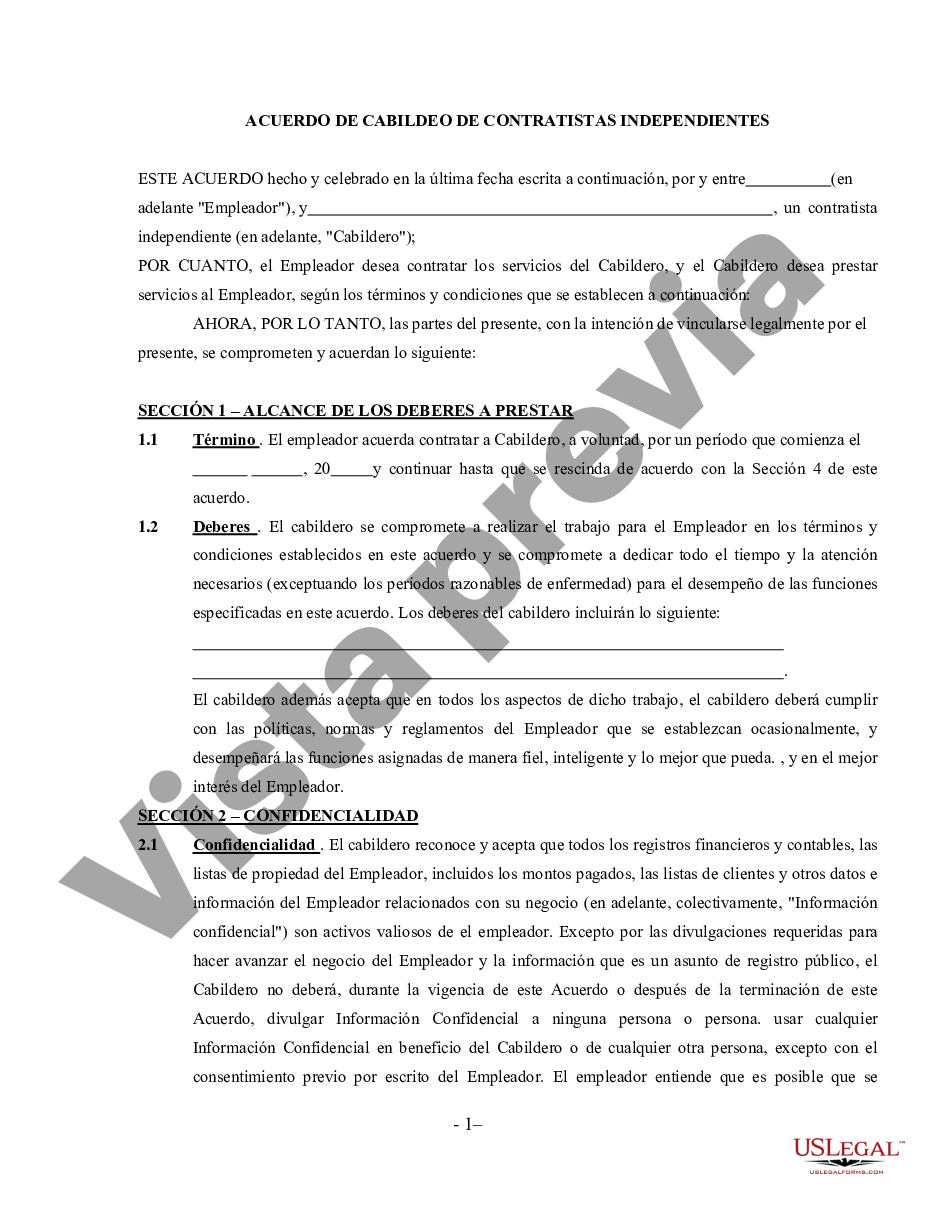 Maricopa Arizona Acuerdo de Lobbistas - Contratista Independiente ...