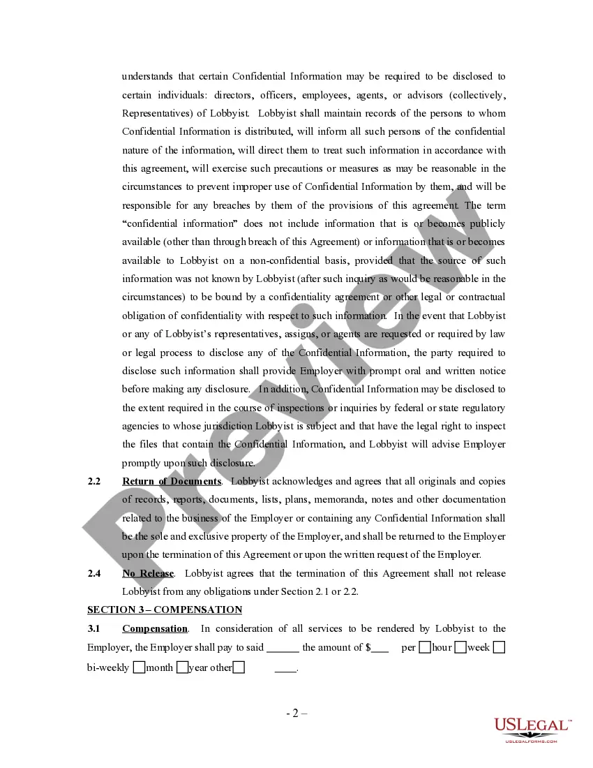 Get Lobbyist Agreement - Self-Employed Independent Contractor Preview Lobbyist Agreement - Self-Employed Independent Contractor