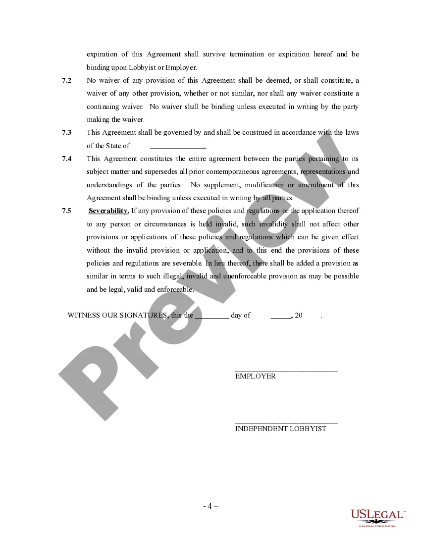 Get Lobbyist Agreement - Self-Employed Independent Contractor Preview Lobbyist Agreement - Self-Employed Independent Contractor