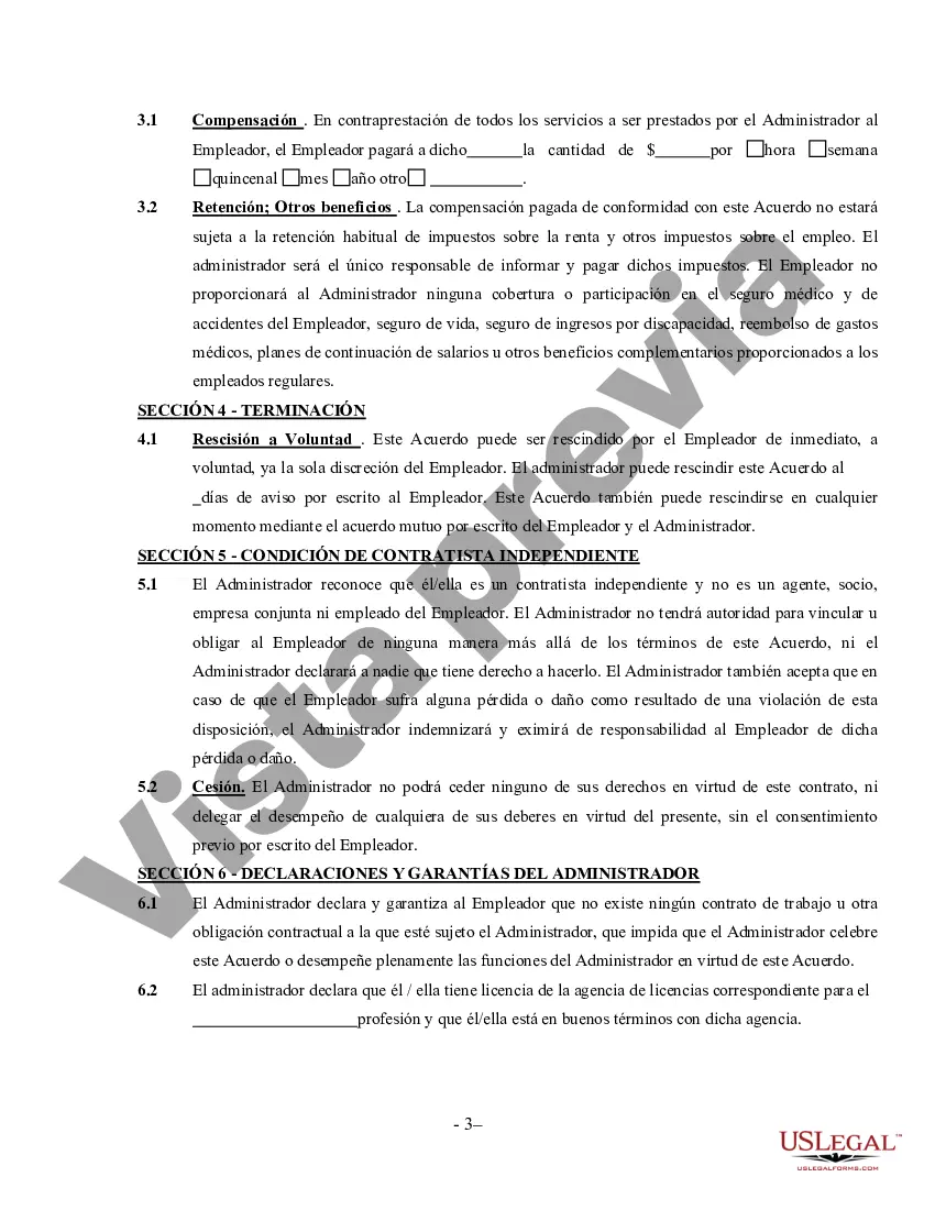 Preview Acuerdo de Administrador de Contrato - Contratista Independiente Trabajador por Cuenta Propia