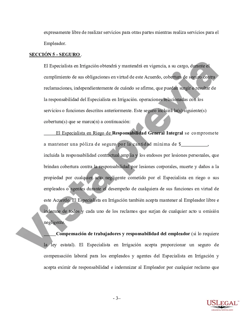 Preview Contrato de servicios de especialista en riego por cuenta propia
