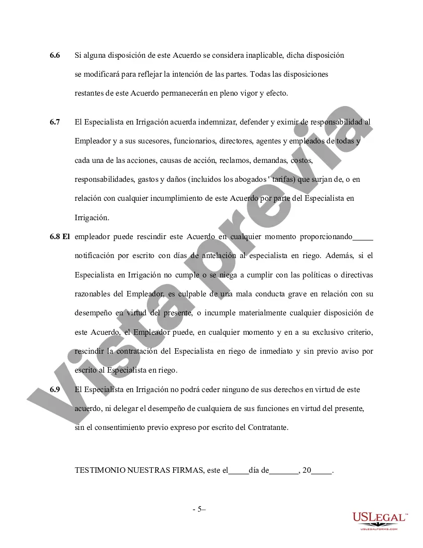 Preview Contrato de servicios de especialista en riego por cuenta propia
