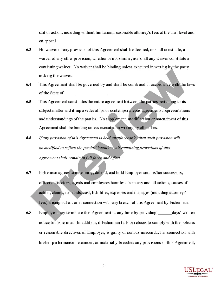 Get Self-Employed Commercial Fisherman Services Contract Preview Self-Employed Commercial Fisherman Services Contract