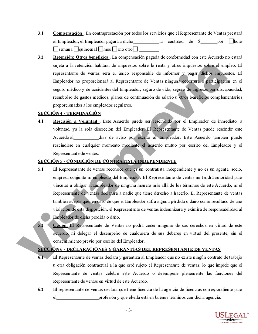 Preview Acuerdo de representante médico: contratista independiente que trabaja por cuenta propia
