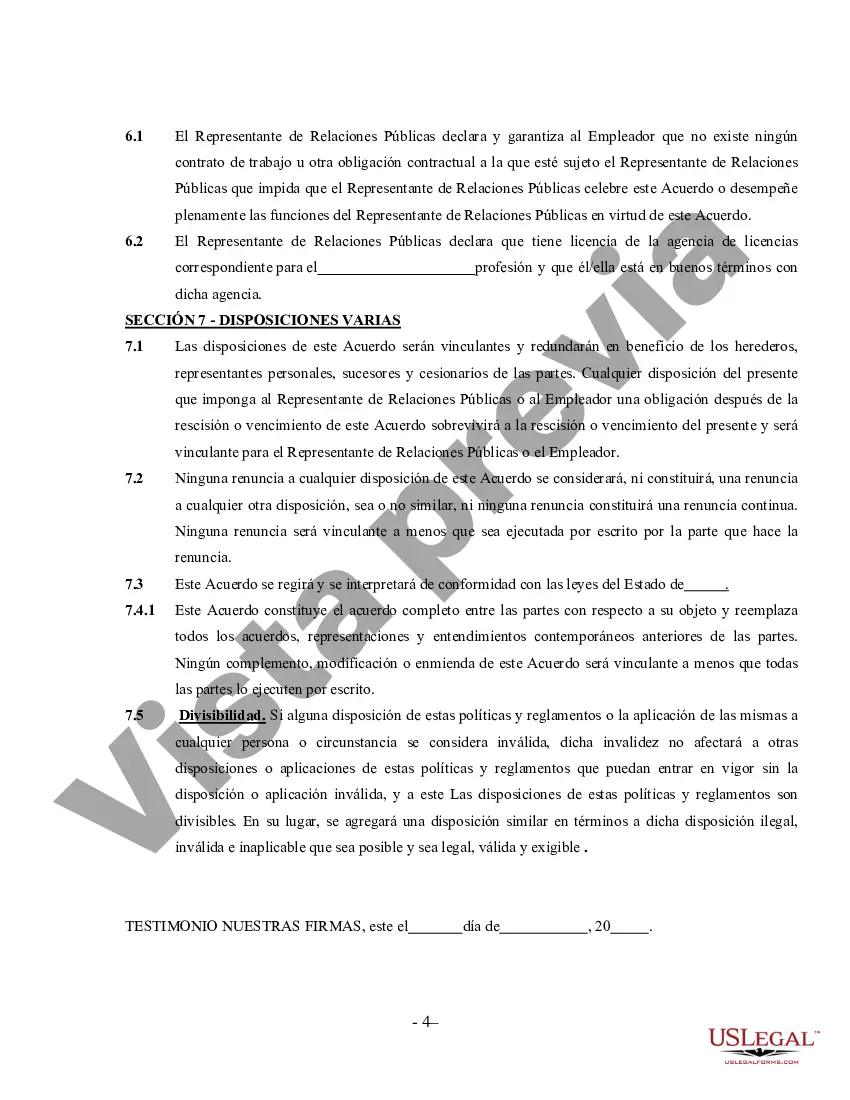 Preview Acuerdo de Relaciones Públicas - Contratista independiente autónomo