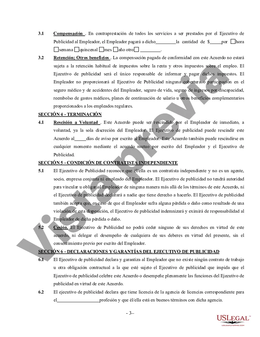 Preview Contrato Ejecutivo de Publicidad - Contratista Independiente Trabajador por Cuenta Propia