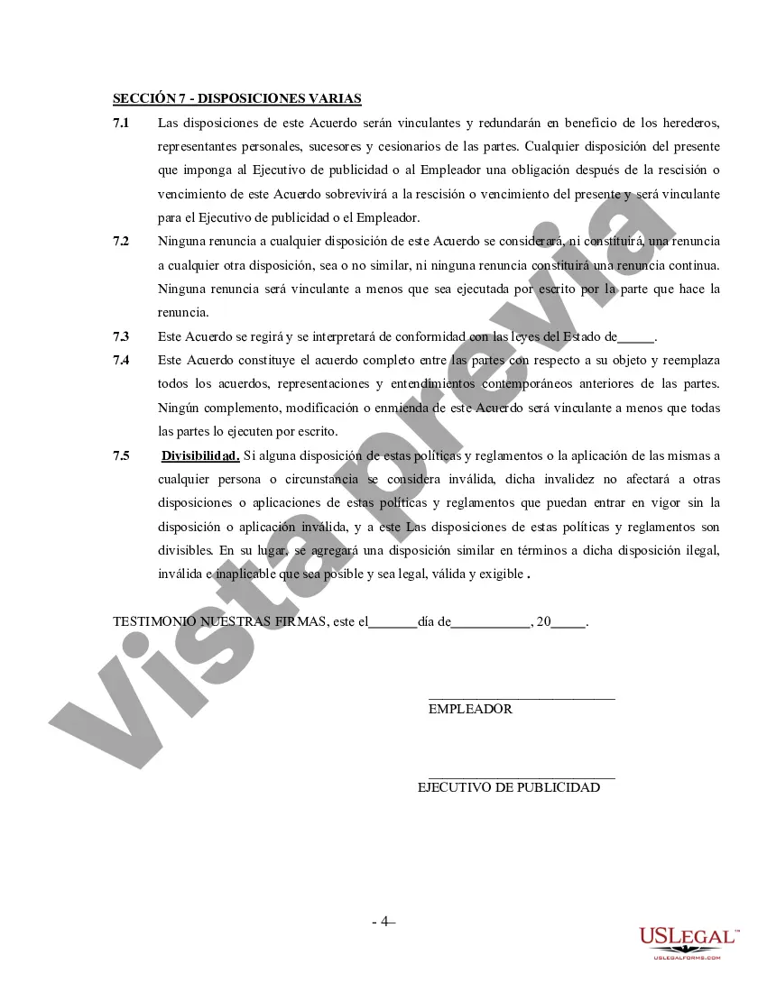 Preview Contrato Ejecutivo de Publicidad - Contratista Independiente Trabajador por Cuenta Propia