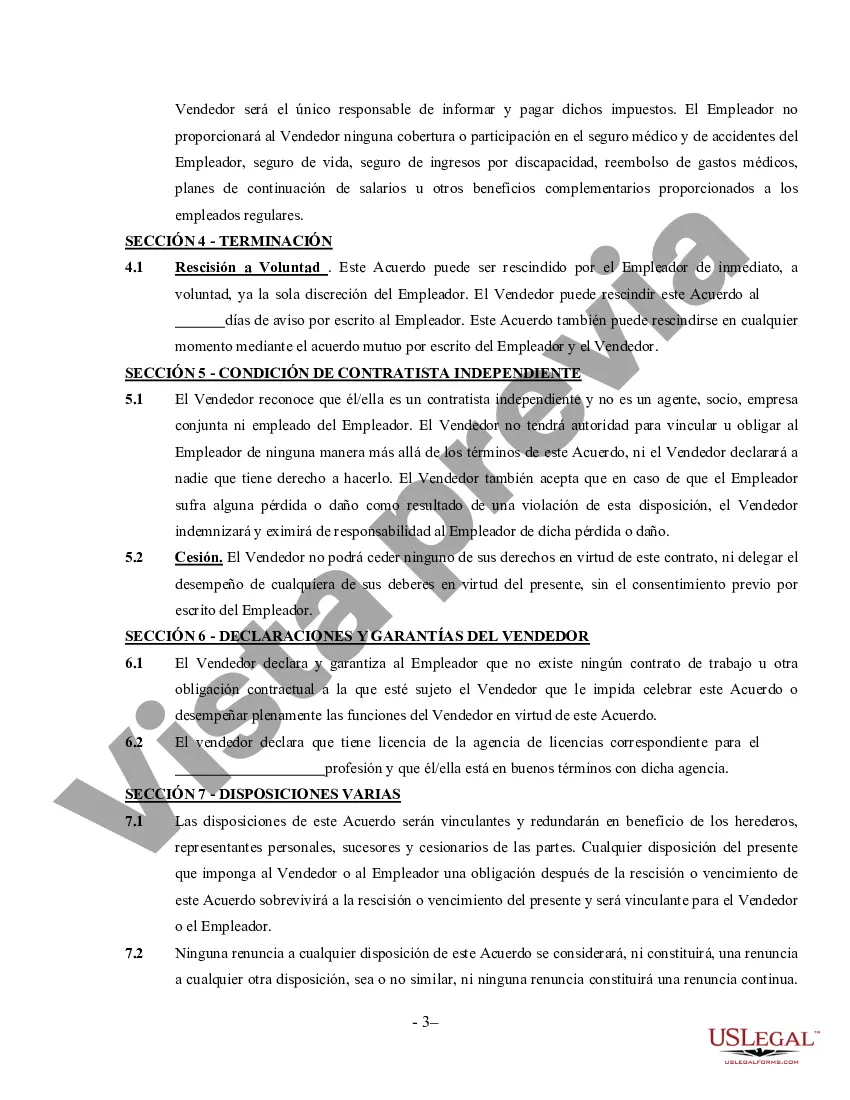 Preview Acuerdo de vendedor de automóviles - Contratista independiente que trabaja por cuenta propia