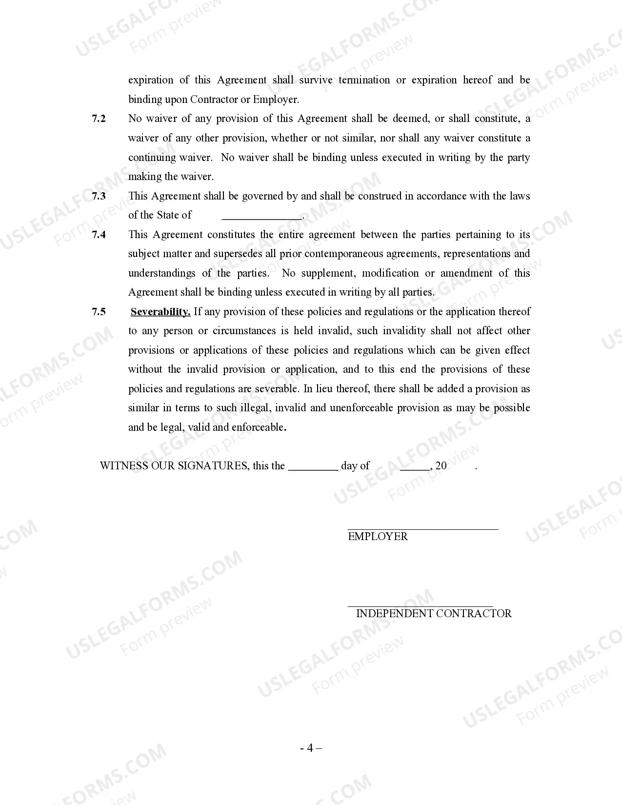 Preview Hotel And Hospitality Agreement - Self-Employed Independent Contractor