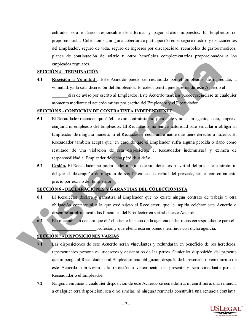 Preview Acuerdo de Cobros - Contratista Independiente Trabajador por Cuenta Propia