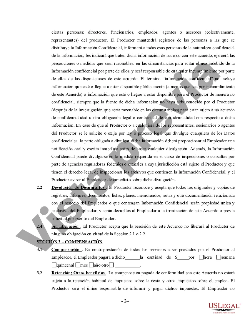 Preview Acuerdo de Productor - Contratista Independiente Trabajador por Cuenta Propia